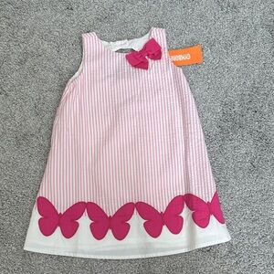 Gymboree Pink and White Dress with Butterfly Accents